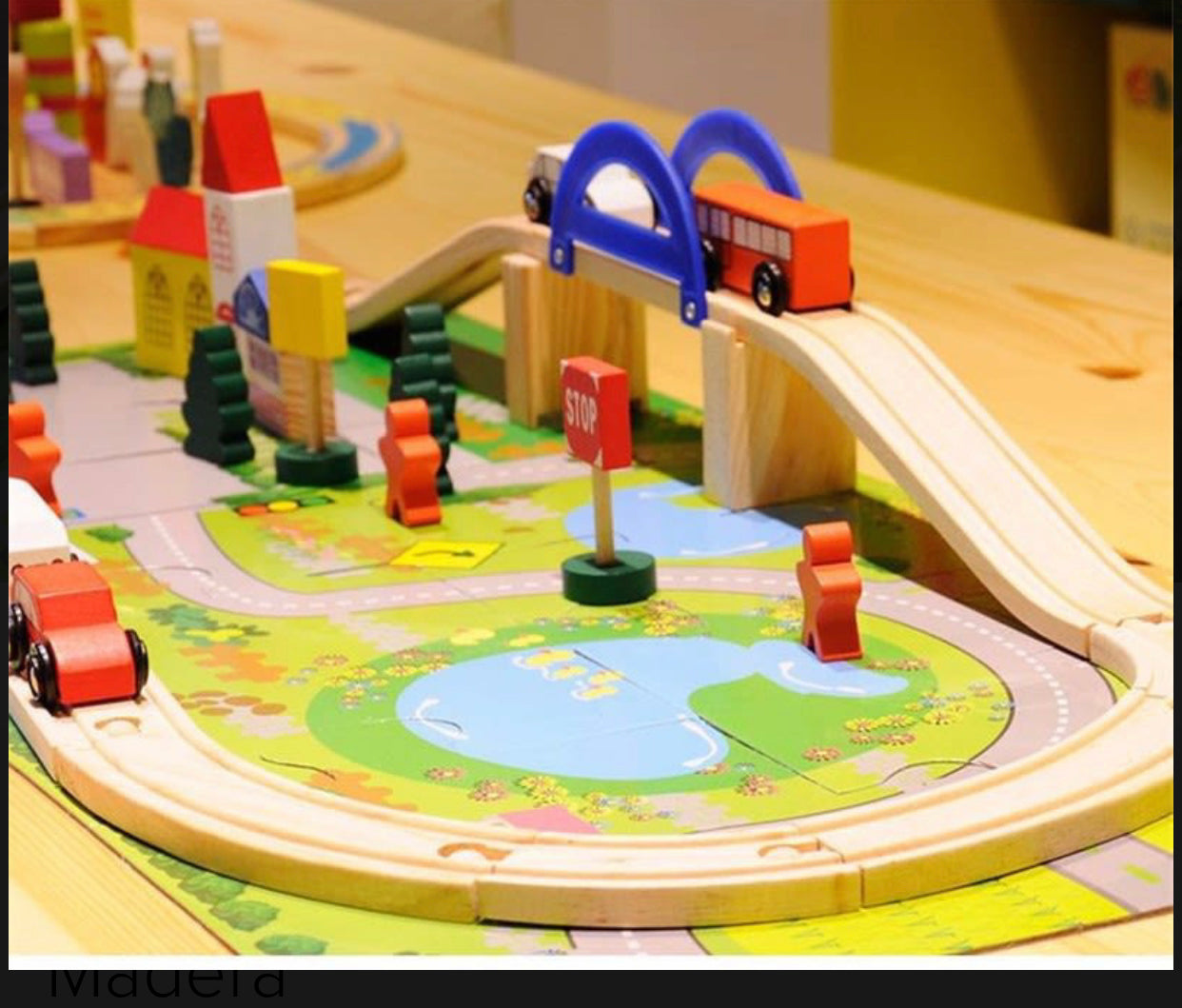 Pistas de autos de madera 40 piezas - Montessorikidschile