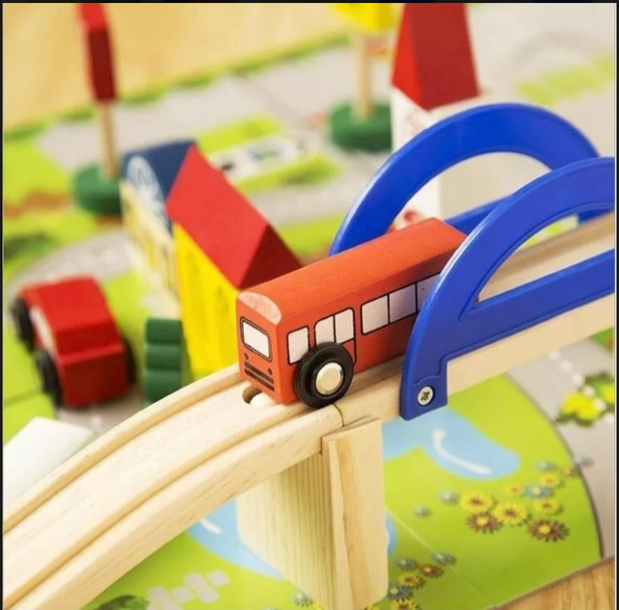 Pistas de autos de madera 40 piezas - Montessorikidschile